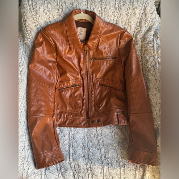 NWT We The Free Tan Vegan Leather Jacket Size M - Picture 10 of 10
